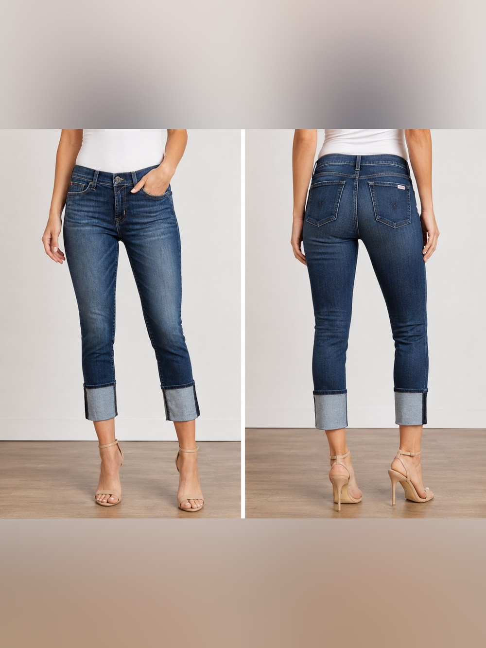 Hudson Jeans Dark Blue Cropped Cuffed Ankle‎ Jeans